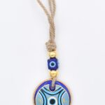 Κρεμαστό Γυάλινο Μάτι με Χρυσή Ρίγα