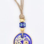 Κρεμαστό Γυάλινο Παγώνι με Χρυσή Ρίγα