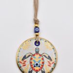 Κρεμαστό Γυάλινο Μάτι με Χρυσή Ρίγα