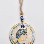 Κρεμαστό Γυάλινο Μάτι με Χρυσή Ρίγα