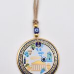 Κρεμαστό Γυάλινο Μάτι με Χρυσή Ρίγα