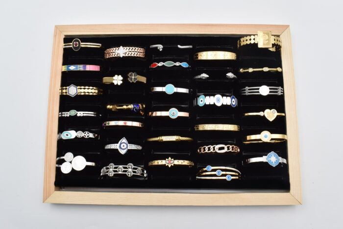 Ατσάλινο Βραχιόλι – Χειροπέδα Επιχρυσωμένη με Μάτι & Ποικιλία Στοιχείων - Image 191