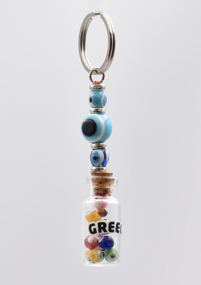 Μπρελόκ GREECE με Μάτι  σε Γυάλινο Μπουκαλάκι - Image 7