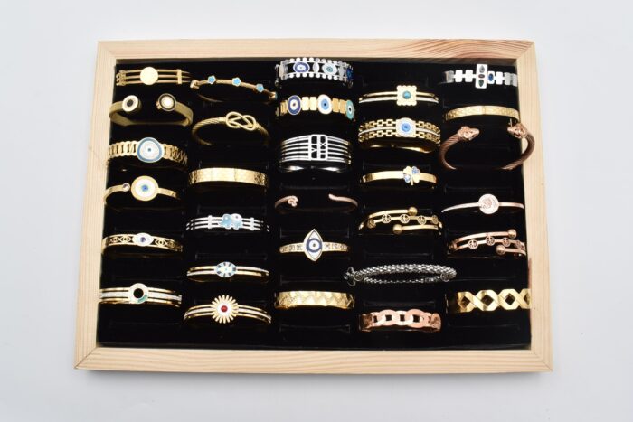 Ατσάλινο Βραχιόλι – Χειροπέδα Επιχρυσωμένη με Μάτι & Ποικιλία Στοιχείων - Image 192