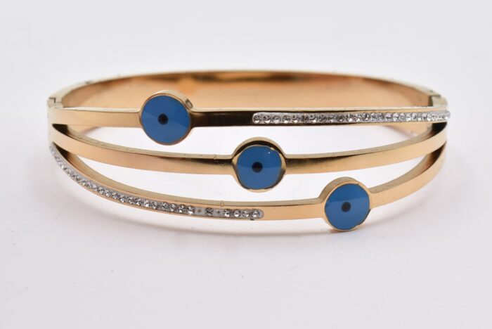 Ατσάλινο Βραχιόλι – Χειροπέδα Επιχρυσωμένη με Μάτι & Ποικιλία Στοιχείων - Image 55