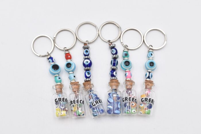 Μπρελόκ GREECE με Μάτι  σε Γυάλινο Μπουκαλάκι - Image 8