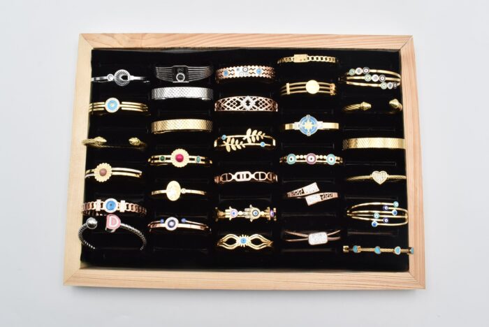 Ατσάλινο Βραχιόλι – Χειροπέδα Επιχρυσωμένη με Μάτι & Ποικιλία Στοιχείων - Image 193