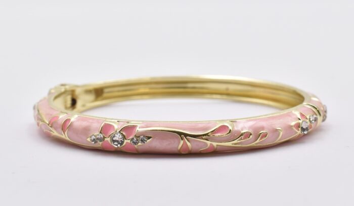 Βραχιόλι – Χειροπέδα με Ανάγλυφο Σμάλτο & Λουλούδια - Image 6