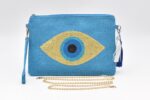 Boho Τσάντα Χειρός - Νεσεσέρ με Σχέδιο Μάτι & Μεταλλική Λάμψη - Image 7
