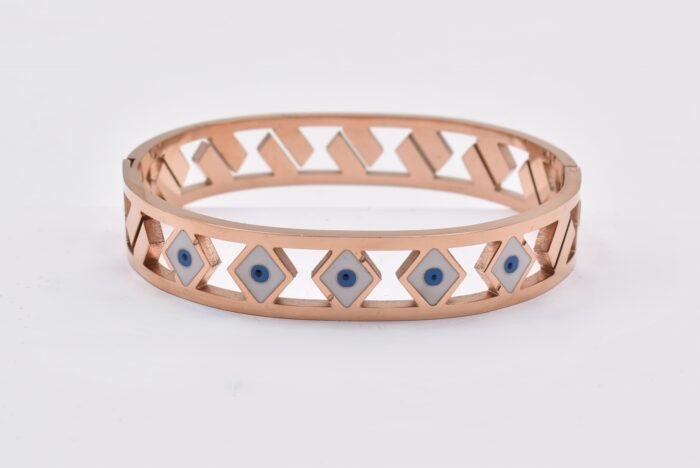 Ατσάλινο Βραχιόλι – Χειροπέδα Επιχρυσωμένη με Μάτι & Ποικιλία Στοιχείων - Image 63