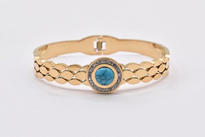 Ατσάλινο Βραχιόλι – Χειροπέδα Επιχρυσωμένη με Μάτι & Ποικιλία Στοιχείων - Image 66