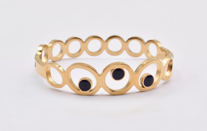 Ατσάλινο Βραχιόλι – Χειροπέδα Επιχρυσωμένη με Μάτι & Ποικιλία Στοιχείων - Image 67