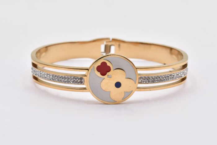 Ατσάλινο Βραχιόλι – Χειροπέδα Επιχρυσωμένη με Μάτι & Ποικιλία Στοιχείων - Image 69