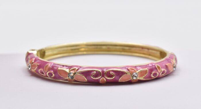 Βραχιόλι – Χειροπέδα με Ανάγλυφο Σμάλτο & Λουλούδια - Image 7