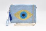 Boho Τσάντα Χειρός - Νεσεσέρ με Σχέδιο Μάτι & Μεταλλική Λάμψη - Image 8