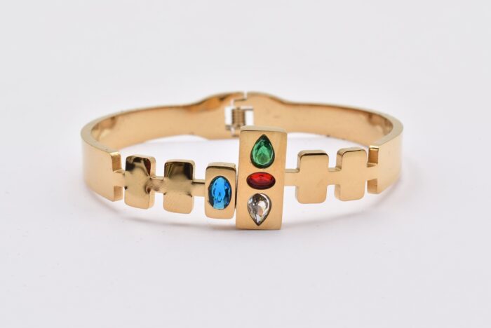 Ατσάλινο Βραχιόλι – Χειροπέδα Επιχρυσωμένη με Μάτι & Ποικιλία Στοιχείων - Image 76