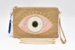 Boho Τσάντα Χειρός - Νεσεσέρ με Σχέδιο Μάτι & Μεταλλική Λάμψη - Image 9