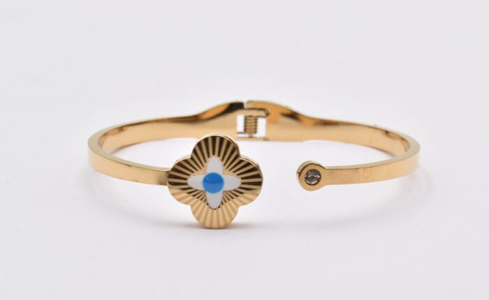 Ατσάλινο Βραχιόλι – Χειροπέδα Επιχρυσωμένη με Μάτι & Ποικιλία Στοιχείων - Image 81