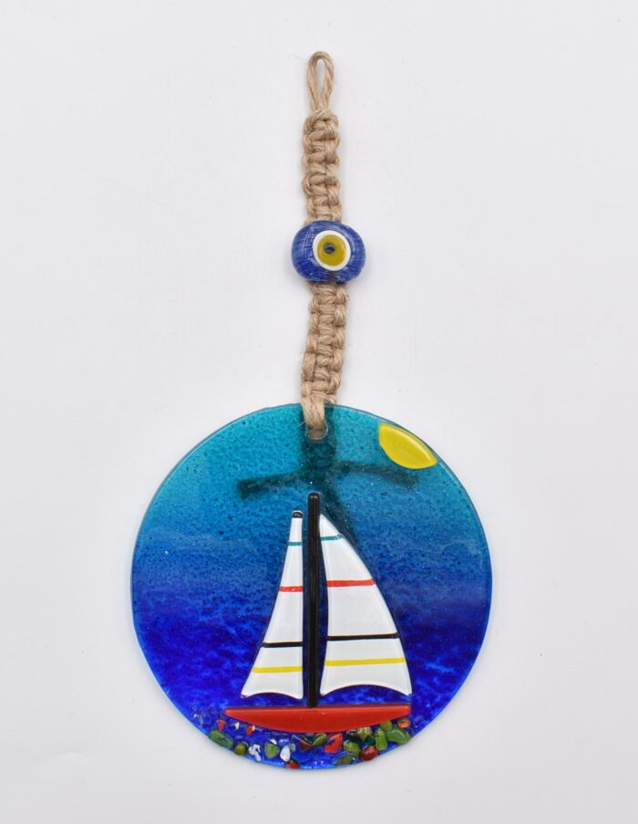 Κρεμαστό Γυάλινο Μάτι Φυσητό με Καραβάκι - Image 2