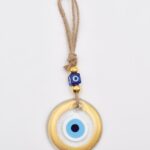 Κρεμαστό Διαφανές Γυάλινο Μάτι με Χρυσή Ρίγα  Μαίανδρο & Σχέδιο