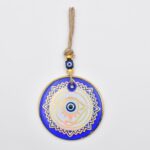 Κρεμαστό Γυάλινο Μάτι με Χρυσή Ρίγα