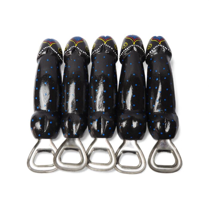 Ξύλινος Φαλλός Ανοιχτήρι Ανάγλυφος Μαύρος με Μάτι - Image 2