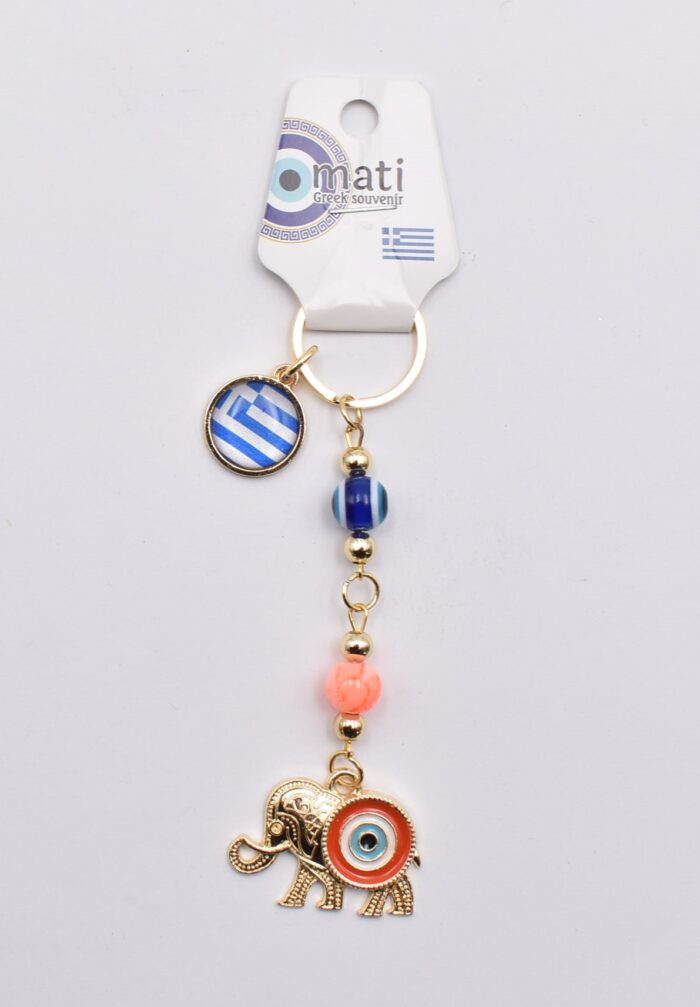 Μεταλλικό Μπρελόκ με Μάτι, Χάντρα & Ελληνική Σημαία - Image 6