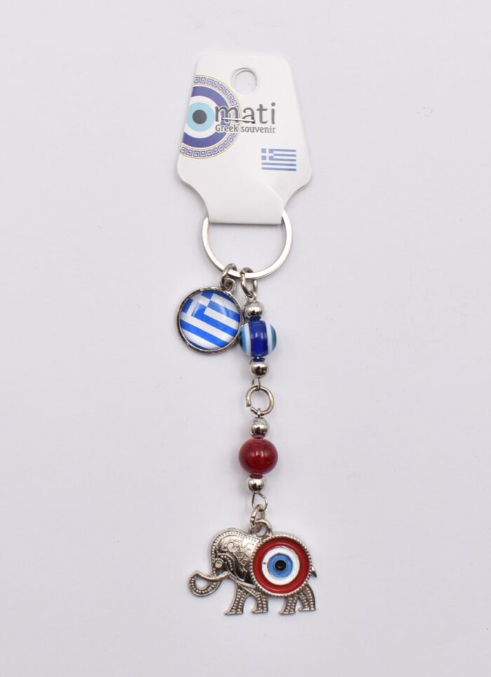 Μεταλλικό Μπρελόκ με Μάτι, Χάντρα & Ελληνική Σημαία - Image 9