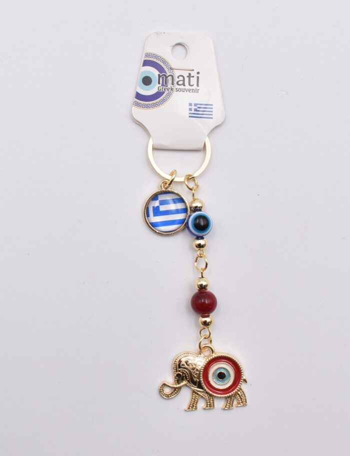 Μεταλλικό Μπρελόκ με Μάτι, Χάντρα & Ελληνική Σημαία - Image 19