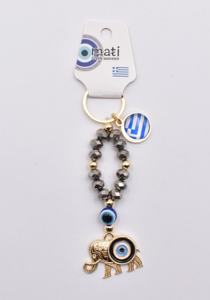Μεταλλικό Μπρελόκ με Μάτι, Χάντρα & Ελληνική Σημαία - Image 21