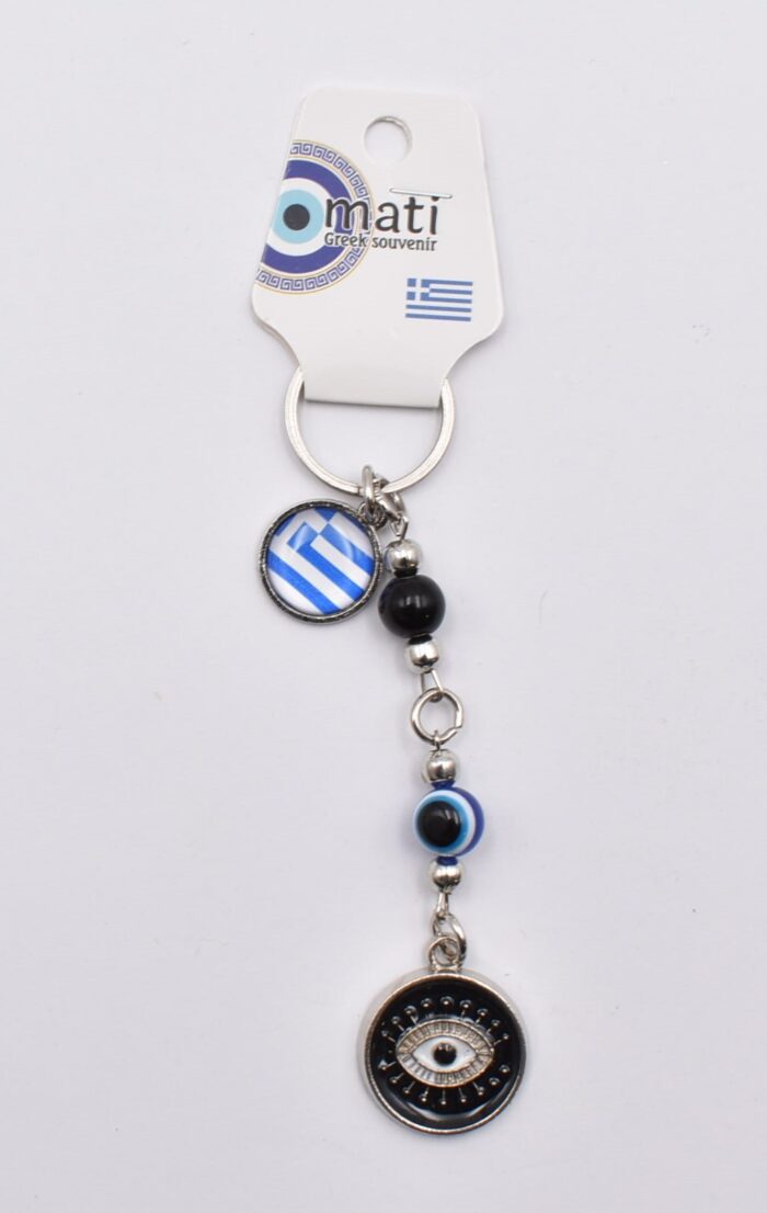 Μεταλλικό Μπρελόκ με Μάτι, Χάντρα & Ελληνική Σημαία - Image 35