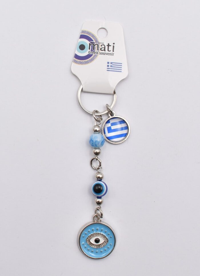 Μεταλλικό Μπρελόκ με Μάτι, Χάντρα & Ελληνική Σημαία - Image 37