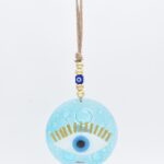 Κρεμαστό Φυσητό Γυαλί με Μάτι & Χρυσές Λεπτομέρειες