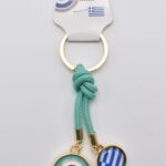 Μπρελόκ Μεταλλικό Μάτι με Ελληνική Σημαία & Σκοινάκι