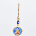 Κρεμαστό Γυάλινο Μάτι με Χρυσή Ρίγα