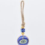 Κρεμαστό Γυάλινο Μάτι με Χρυσή Ρίγα