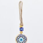 Κρεμαστό Γυάλινο Μάτι με Χρυσή Ρίγα