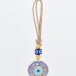 Κρεμαστό Γυάλινο Μάτι με Χρυσή Ρίγα