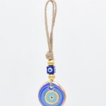 Κρεμαστό Γυάλινο Μάτι με Χρυσή Ρίγα