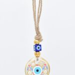 Κρεμαστό Γυάλινο Μάτι με Χρυσή Ρίγα