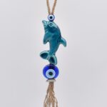 Κρεμαστό διπλό κεραμικό δελφίνι με μάτι