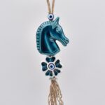 Κρεμαστό διπλό κεραμικό άλογο με λουλούδι