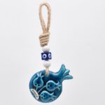 Κρεμαστό κεραμικό ρόδι με λευκή χάντρα