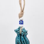 Κρεμαστό κεραμικό γάτες με λευκή χάντρα