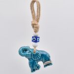 Κρεμαστό κεραμικό ελέφαντας με λευκή χάντρα