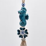 Κρεμαστό διπλό κεραμικό ιππόκαμπος με λουλούδι