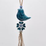 Κρεμαστό διπλό κεραμικό πουλί με λουλούδι