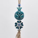 Κρεμαστό διπλό κεραμικό ρόδι με λουλούδι