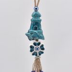 Κρεμαστό διπλό κεραμικό φάρος ψάρι με λουλούδι