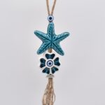 Κρεμαστό διπλό κεραμικό αστερίας με λουλούδι